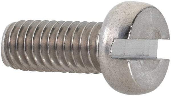 Value Collection - M4x0.70 Metric Coarse, 10mm Length Under Head Slotted Drive Machine Screw - Fillister Head, Grade 18-8 & A2 Stainless Steel, Uncoated, Without Washer - Industrial Tool & Supply