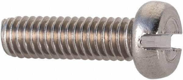 Value Collection - M4x0.70 Metric Coarse, 14mm Length Under Head Slotted Drive Machine Screw - Fillister Head, Grade 18-8 & A2 Stainless Steel, Uncoated, Without Washer - Industrial Tool & Supply