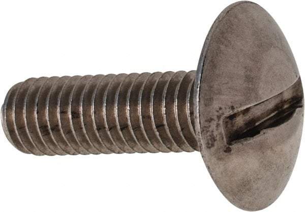 Value Collection - M6x1.00 Metric Coarse, 20mm Length Under Head Slotted Drive Machine Screw - Truss Head, Grade 18-8 & A2 Stainless Steel, Uncoated, Without Washer - Industrial Tool & Supply