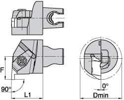 Kennametal - Insert Style NG 2R, 30mm Head Length, Left Hand Cut, Internal Modular Threading Cutting Unit Head - System Size KM3225, 22mm Center to Cutting Edge, Series Top Notch - Industrial Tool & Supply