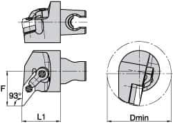 Kennametal - Left Hand Cut, Size KM3225, VN.. Insert Compatiblity, Internal Modular Turning & Profiling Cutting Unit Head - 27mm Ctr to Cutting Edge, 30mm Head Length, Through Coolant, Series Kenloc - Industrial Tool & Supply