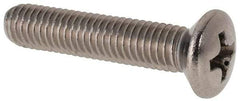 Value Collection - M5x0.80 Metric Coarse, 25mm OAL Phillips Drive Machine Screw - Oval Head, Grade 18-8 & A2 Stainless Steel, Uncoated, Without Washer - Industrial Tool & Supply