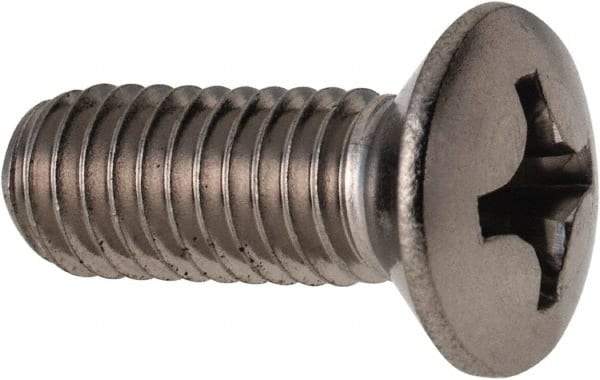 Value Collection - M6x1.00 Metric Coarse, 16mm OAL Phillips Drive Machine Screw - Oval Head, Grade 18-8 & A2 Stainless Steel, Uncoated, Without Washer - Industrial Tool & Supply