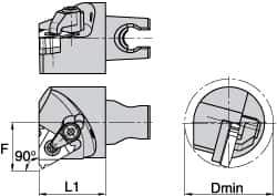 Kennametal - Insert Style LT 16NR, 30mm Head Length, Right Hand Cut, Modular Threading Cutting Unit Head - System Size KM3225, 22mm Center to Cutting Edge, Series LT Threading - Industrial Tool & Supply