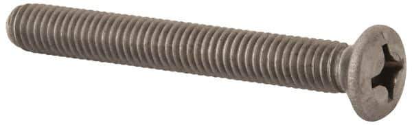 Value Collection - M6x1.00 Metric Coarse, 50mm OAL Phillips Drive Machine Screw - Oval Head, Grade 18-8 & A2 Stainless Steel, Uncoated, Without Washer - Industrial Tool & Supply