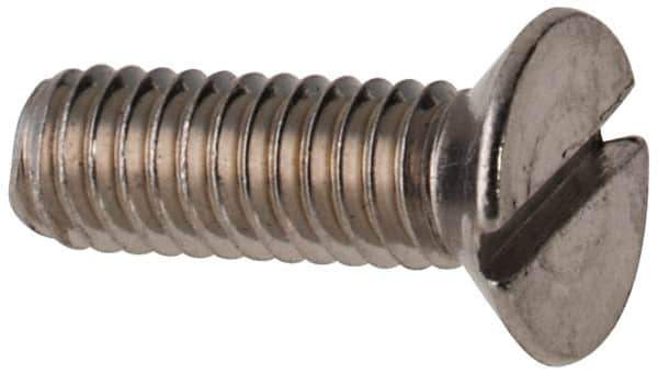 Value Collection - M2.5x0.45 Metric Coarse, 8mm OAL Slotted Drive Machine Screw - Flat Head, Grade 316 & A4 Stainless Steel, Uncoated, Without Washer - Industrial Tool & Supply