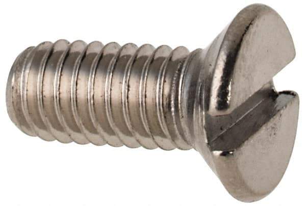 Value Collection - M4x0.70 Metric Coarse, 10mm OAL Slotted Drive Machine Screw - Flat Head, Grade 316 & A4 Stainless Steel, Uncoated, Without Washer - Industrial Tool & Supply