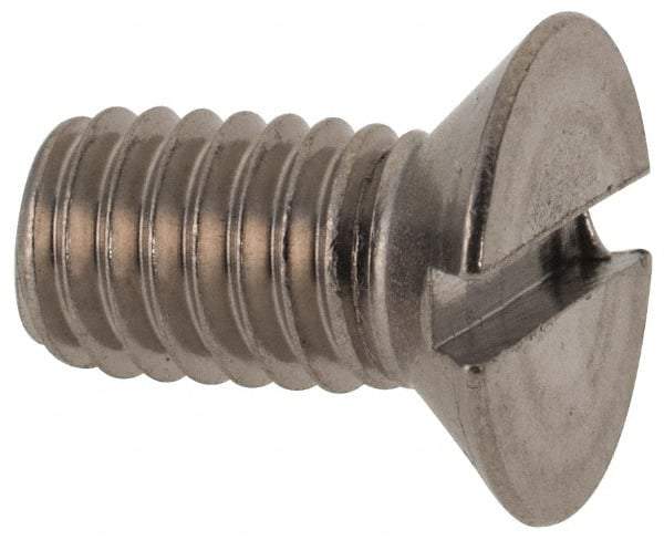Value Collection - M6x1.00 Metric Coarse, 12mm OAL Slotted Drive Machine Screw - Flat Head, Grade 316 & A4 Stainless Steel, Uncoated, Without Washer - Industrial Tool & Supply