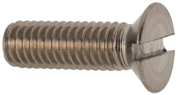 Value Collection - M6x1.00 Metric Coarse, 20mm OAL Slotted Drive Machine Screw - Flat Head, Grade 316 & A4 Stainless Steel, Uncoated, Without Washer - Industrial Tool & Supply
