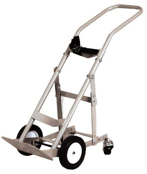 Made in USA - 47" OAH Cylinder Hand Truck - Swept Back Handle, Steel, Semi-Pneumatic Wheels - Industrial Tool & Supply