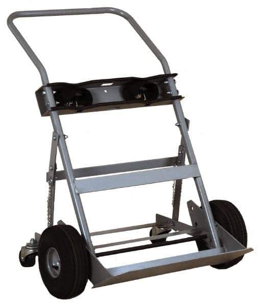 Made in USA - 47" OAH Cylinder Hand Truck - Swept Back Handle, Steel, Full Pneumatic Wheels - Industrial Tool & Supply