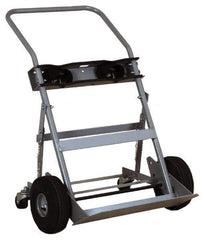 Made in USA - 47" OAH Cylinder Hand Truck - Swept Back Handle, Steel, Full Pneumatic Wheels - Industrial Tool & Supply