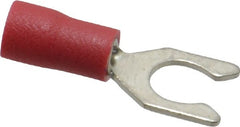 Ideal - #10 Stud, 22 to 18 AWG Compatible, Partially Insulated, Crimp Connection, Locking Fork Terminal - Industrial Tool & Supply