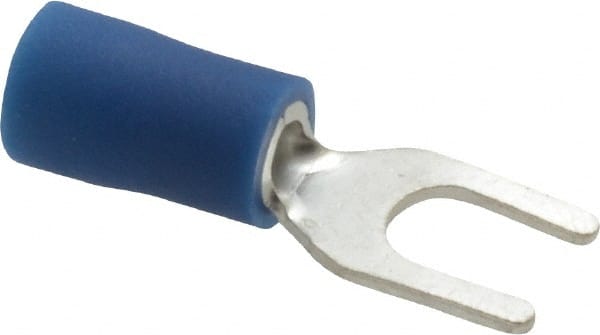 Ideal - #8 Stud, 16 to 14 AWG Compatible, Partially Insulated, Crimp Connection, Standard Fork Terminal - Industrial Tool & Supply