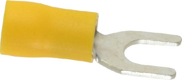 Ideal - #10 Stud, 12 to 10 AWG Compatible, Partially Insulated, Crimp Connection, Standard Fork Terminal - Industrial Tool & Supply