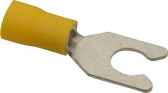Ideal - 1/4" Stud, 12 to 10 AWG Compatible, Partially Insulated, Crimp Connection, Locking Fork Terminal - Industrial Tool & Supply
