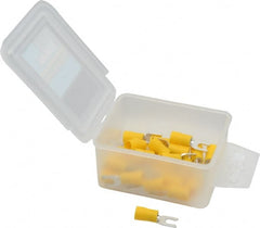 Ideal - #8 Stud, 12 to 10 AWG Compatible, Partially Insulated, Crimp Connection, Locking Fork Terminal - Industrial Tool & Supply