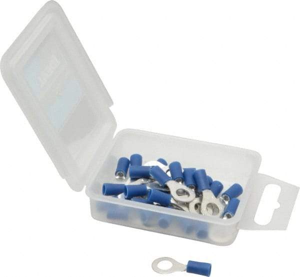 Ideal - 16-14 AWG Partially Insulated Crimp Connection Circular Ring Terminal - 1/4" Stud, 1.055" OAL x 0.394" Wide, Tin Plated Brass Contact - Industrial Tool & Supply