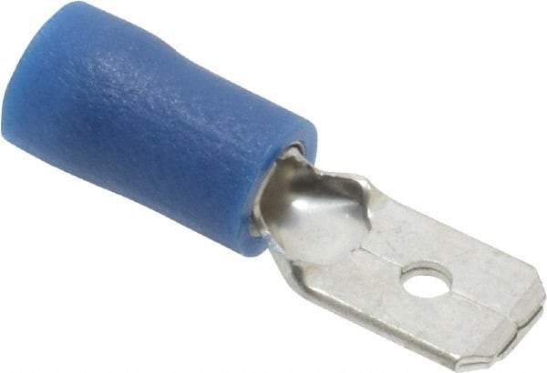 Ideal - 16 to 14 AWG, Vinyl, Fully Insulated, Male Wire Disconnect - 1/4 Inch Wide Tab, Blue, cUL Listed, RoHS Compliant, UL Listed - Industrial Tool & Supply