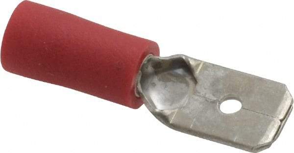 Ideal - 22 to 18 AWG, Vinyl, Fully Insulated, Male Wire Disconnect - 1/4 Inch Wide Tab, Red, cUL Listed, RoHS Compliant, UL Listed - Industrial Tool & Supply