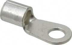 Ideal - 6 AWG Noninsulated Crimp Connection Circular Ring Terminal - 1/4" Stud, 1.173" OAL x 0.472" Wide, Tin Plated Brass Contact - Industrial Tool & Supply