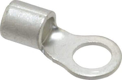 Ideal - 4 AWG Noninsulated Crimp Connection Circular Ring Terminal - 3/8" Stud, 1.319" OAL x 0.65" Wide, Tin Plated Brass Contact - Industrial Tool & Supply