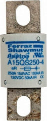 Ferraz Shawmut - 150 VAC/VDC, 250 Amp, Fast-Acting Semiconductor/High Speed Fuse - Bolt-on Mount, 2-21/32" OAL, 100 at AC, 50 at DC kA Rating, 1-1/8" Diam - Industrial Tool & Supply