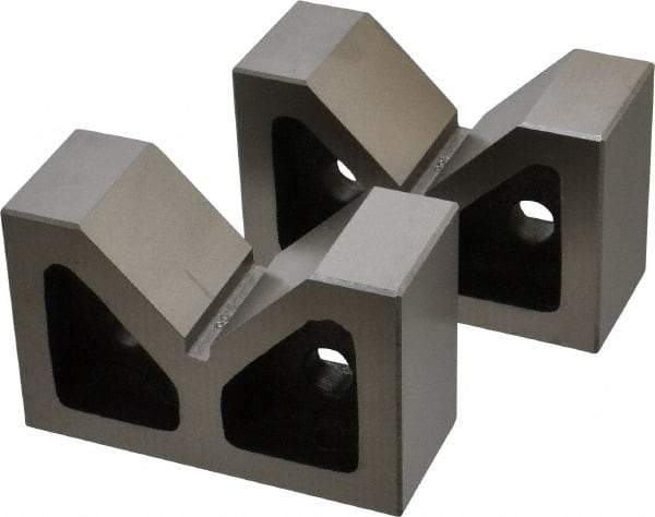 SPI - 2-3/16" Max Capacity, 90° Angle, Cast Iron V-Block - 4" Long x 1-9/16" Wide x 2-9/16" High, Sold as Matched Pair - Industrial Tool & Supply