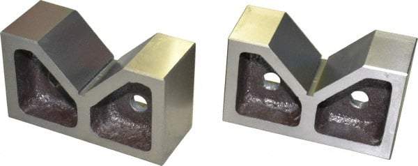 SPI - 3-1/16" Max Capacity, 90° Angle, Cast Iron V-Block - 6" Long x 2-7/16" Wide x 3-1/2" High, Sold as Matched Pair - Industrial Tool & Supply