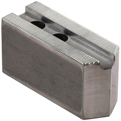 Dillon Manufacturing - Soft Lathe Chuck Jaws; Jaw Type: Square ; Material: Steel ; Jaw Interface Type: 1.5mm x 60 Serrated ; Maximum Compatible Chuck Diameter (Inch): 12 ; Minimum Compatible Chuck Diameter (Inch): 0 ; Overall Height (Inch): 4 - Exact Industrial Supply