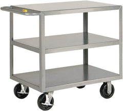 Little Giant - 3,600 Lb Capacity, 30" Wide x 65-1/2" Long x 36" High Shelf Cart - 3 Shelf, Steel - Industrial Tool & Supply