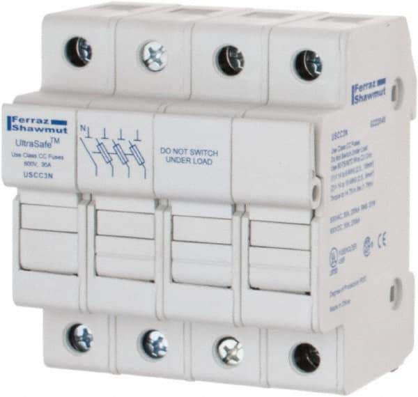Ferraz Shawmut - 3 Pole, 600 VAC/VDC, 30 Amp, DIN Rail Mount Fuse Holder - Compatible with CC Class, 2.07 Inch Wide Fuse - Industrial Tool & Supply