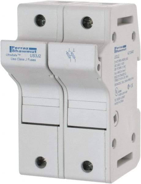 Ferraz Shawmut - 2 Pole, 600 VAC/VDC, 30 Amp, DIN Rail Mount Fuse Holder - Compatible with J Class, 58mm Long x 2.56 Inch Wide and 22mm Diameter Fuse - Industrial Tool & Supply