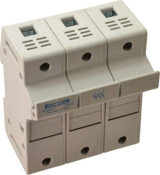 Ferraz Shawmut - 3 Pole, 600 VAC/VDC, 30 Amp, DIN Rail Mount Fuse Holder - Compatible with J Class, 58mm Long x 3.84 Inch Wide and 22mm Diameter Fuse - Industrial Tool & Supply