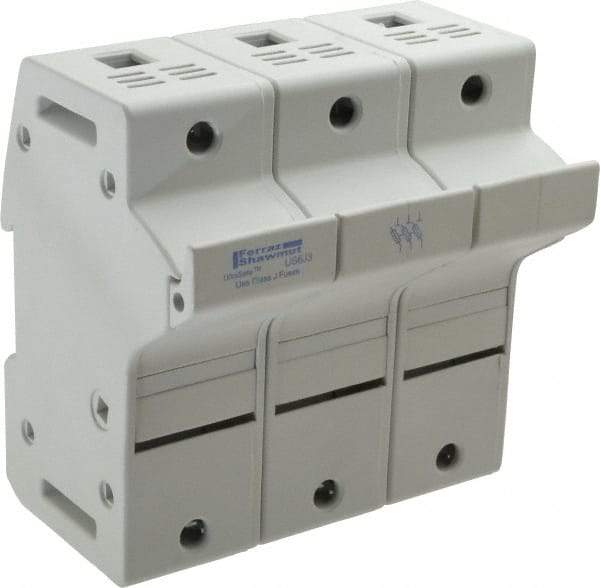 Ferraz Shawmut - 3 Pole, 600 VAC/VDC, 60 Amp, DIN Rail Mount Fuse Holder - Compatible with J Class, 58mm Long x 3.84 Inch Wide and 22mm Diameter Fuse - Industrial Tool & Supply