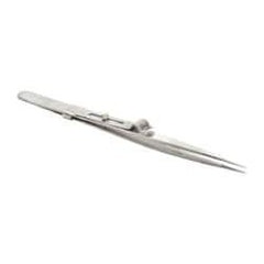 Value Collection - 5-1/2" OAL Diamond Tweezers - Fine Point with Slide Lock - Industrial Tool & Supply