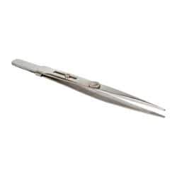 Value Collection - 5-1/2" OAL Diamond Tweezers - Medium Point with Slide Lock - Industrial Tool & Supply