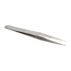 Value Collection - 5" OALmm-SS Precision Tweezers - General Utility, Fine Point, Narrow Shank - Industrial Tool & Supply