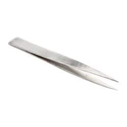 Value Collection - 4-7/16" OAL Stainless Steel Assembly Tweezers - Thin, Fine Point - Industrial Tool & Supply
