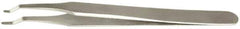 Value Collection - 4-3/4" OAL 2AD-SS Precision Tweezers - Rounded Flat Tip, Thin Tapered Edge - Industrial Tool & Supply