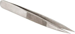 Value Collection - 4-3/8" OAL AC-SS Precision Tweezers - Heavy Tip with Serrated Shank - Industrial Tool & Supply