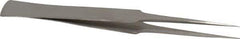 Value Collection - 5-1/8" OAL GG-SA Precision Tweezers - General Utility, Long & Strong Point, Wide Shank - Industrial Tool & Supply