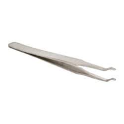 Value Collection - 4-3/4" OAL 2AD-SA Precision Tweezers - Rounded Flat Tip, Thin Tapered Edge - Industrial Tool & Supply
