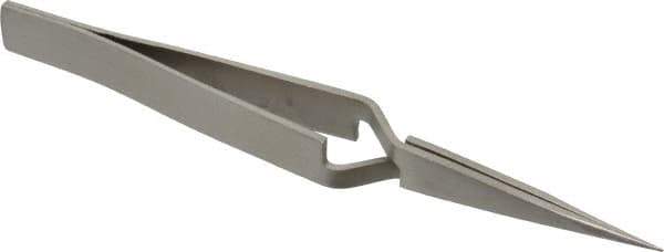 Value Collection - 4-1/2" OAL N0 Reverse Action Tweezers - Flat Tip - Industrial Tool & Supply