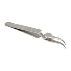 Value Collection - 4-11/32" OAL N7 Reverse Action Tweezers - Curved Fine Point - Industrial Tool & Supply