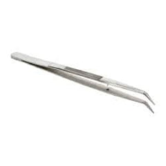 Value Collection - 5-7/8" OAL Stainless Steel Assembly Tweezers - Bent Point with Serrated Shank, Smooth Tip - Industrial Tool & Supply