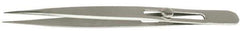 Value Collection - 4-3/4" OAL Assembly Tweezers - Slide Locking, Sharp Point - Industrial Tool & Supply