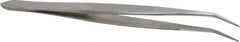 Value Collection - 4-11/32" OAL Assembly Tweezers - Short Bent Point, Serrated Body/Edge - Industrial Tool & Supply