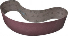 3M - 4" Wide x 48" OAL, 80 Grit, Aluminum Oxide Abrasive Belt - Aluminum Oxide, Medium, Coated, X Weighted Cloth Backing, Series 341D - Industrial Tool & Supply