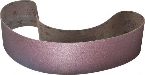 3M - 4" Wide x 54" OAL, 50 Grit, Aluminum Oxide Abrasive Belt - Aluminum Oxide, Coarse, Coated, X Weighted Cloth Backing, Series 341D - Industrial Tool & Supply